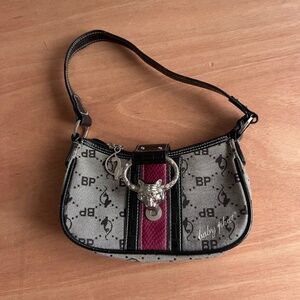 Baby Phat Y2K canvas signature shoulder bag baguette crescent lion head *flaw* *